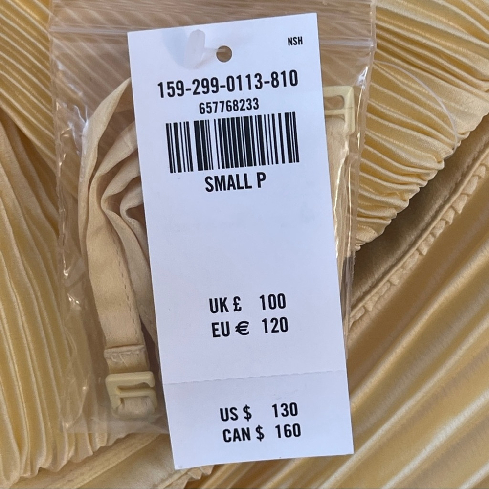 Abercrombie & Fitch Giselle Pleated Midi Dress strapless yellow Small Petite - Picture 8 of 9